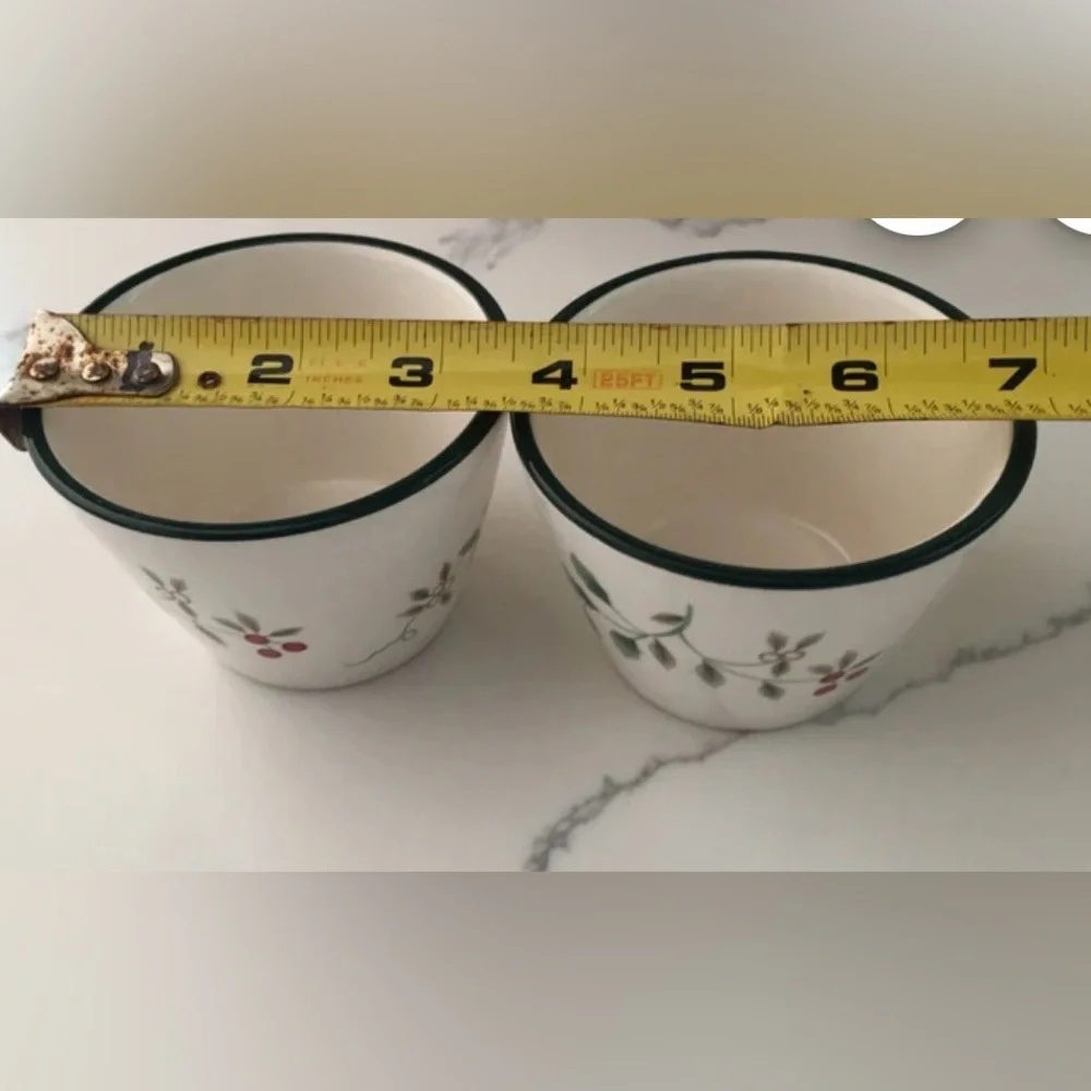 Pfaltzgraff Winterberry 3.5” Sauce Bowls Christmas White Holly Berry Lot of 2